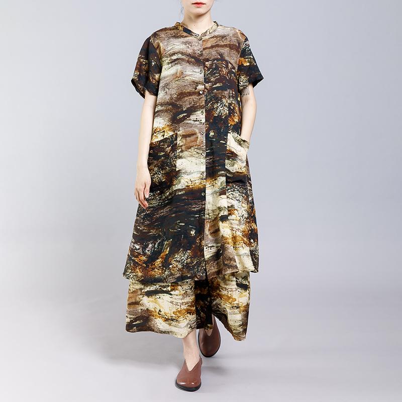 Printed Split Casual T-Shirt And Pants