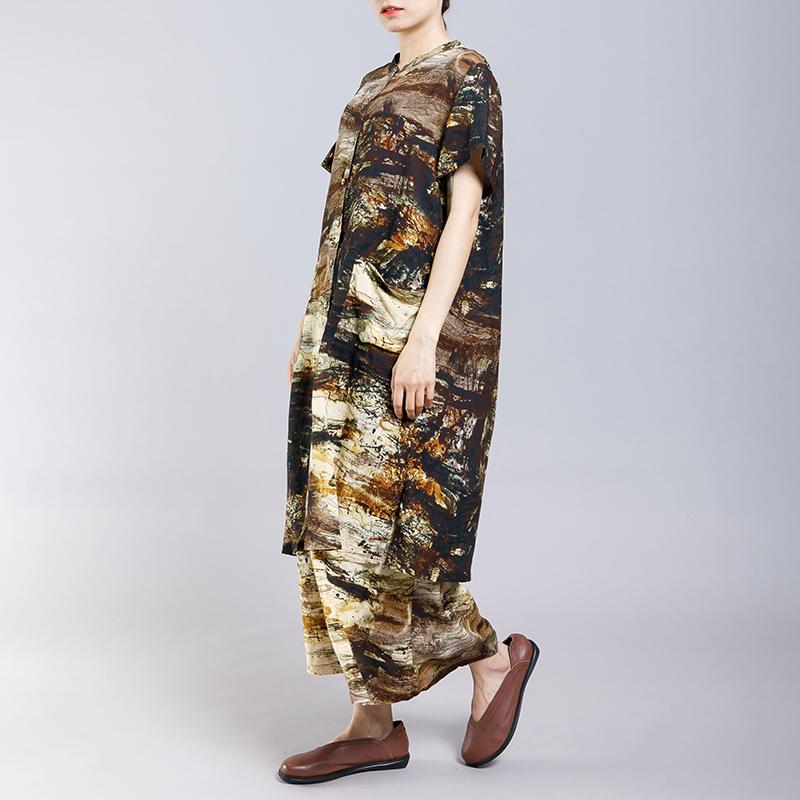 Printed Split Casual T-Shirt And Pants