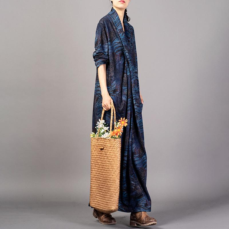 Printed Split Hem Retro Loose Dress