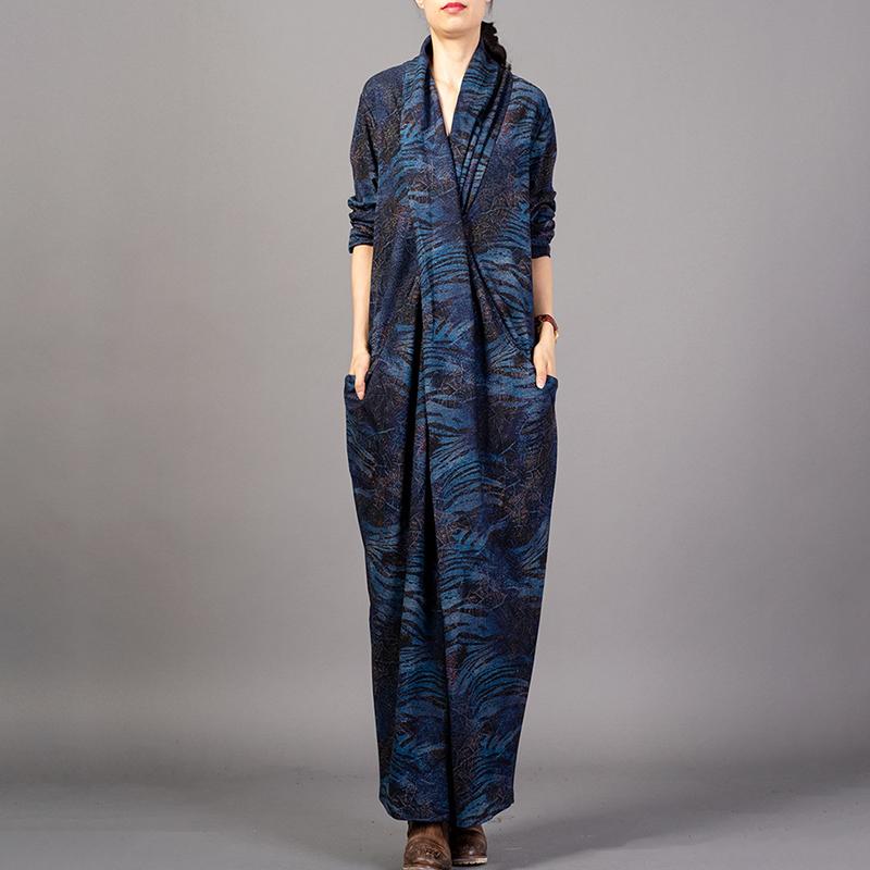 Printed Split Hem Retro Loose Dress