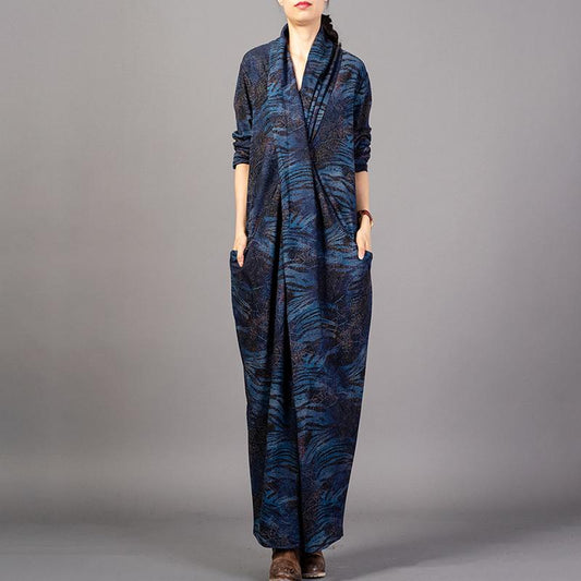 Printed Split Hem Retro Loose Dress