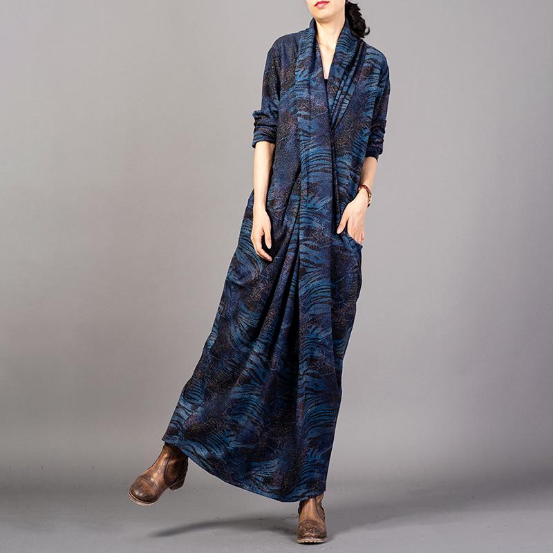 Printed Split Hem Retro Loose Dress