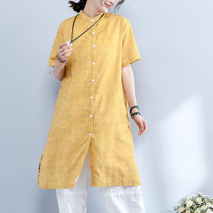 Printed Split Short Sleeve Soft Comfortable Shirt