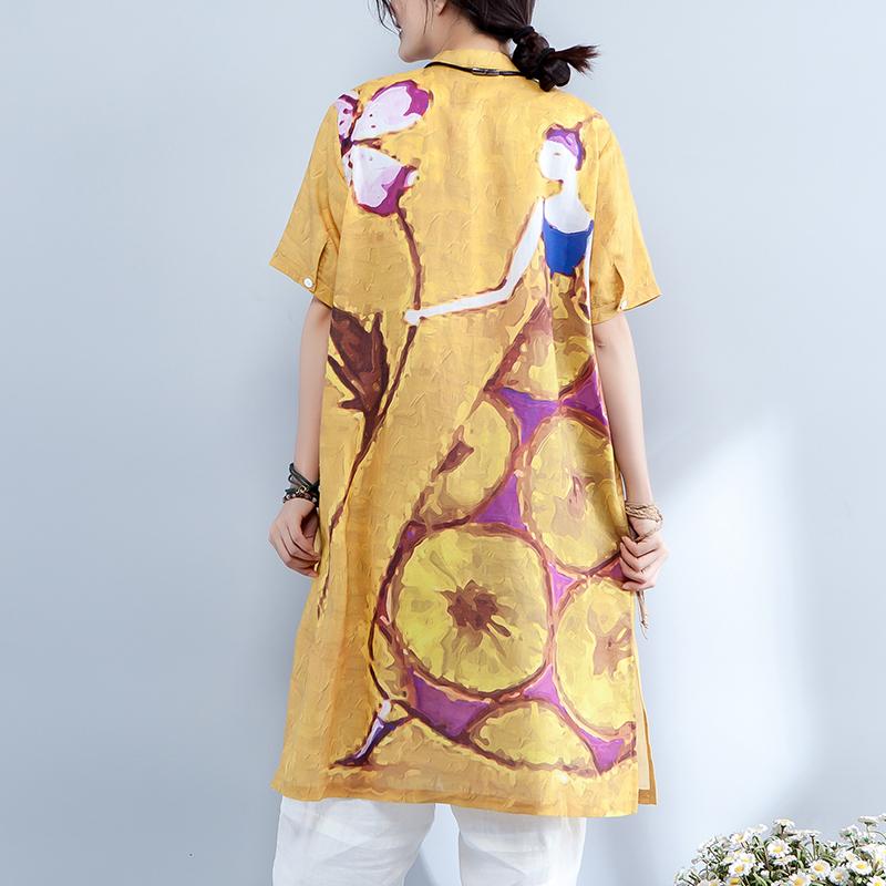 Printed Split Short Sleeve Soft Comfortable Shirt