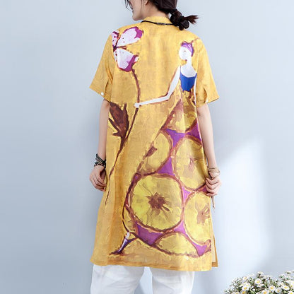 Printed Split Short Sleeve Soft Comfortable Shirt