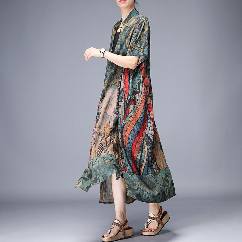 Printed Split Single Breasted Trench Coat