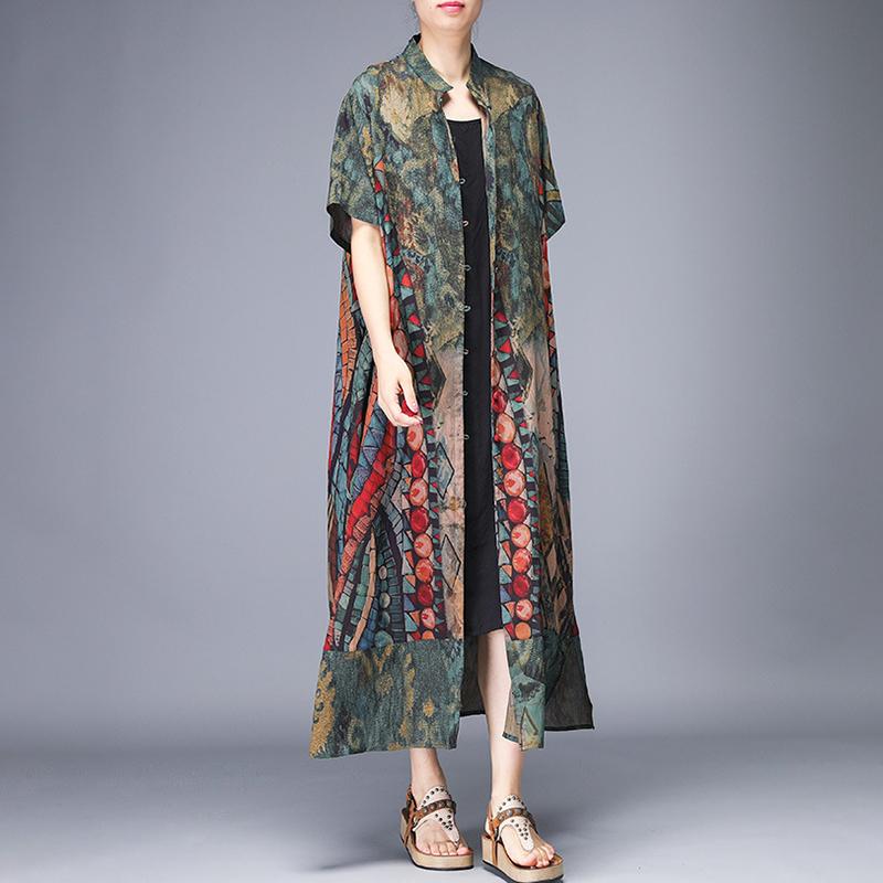 Printed Split Single Breasted Trench Coat