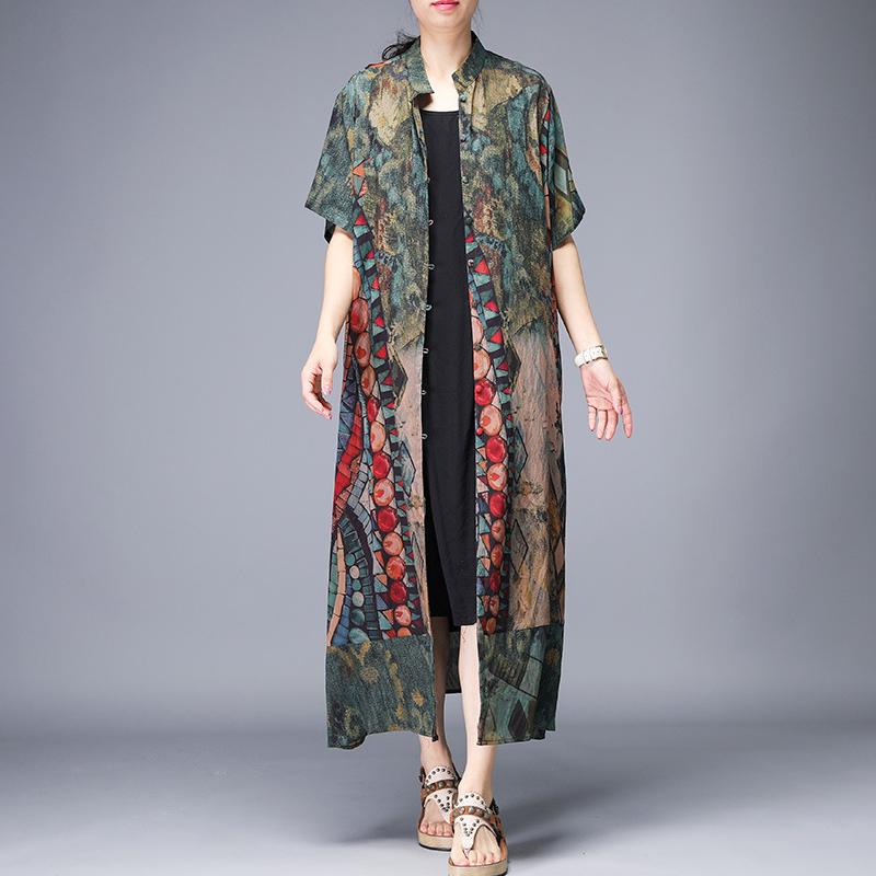 Printed Split Single Breasted Trench Coat