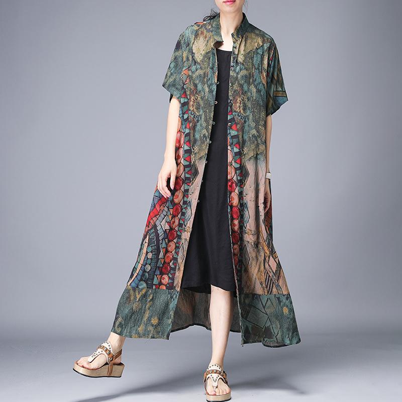 Printed Split Single Breasted Trench Coat