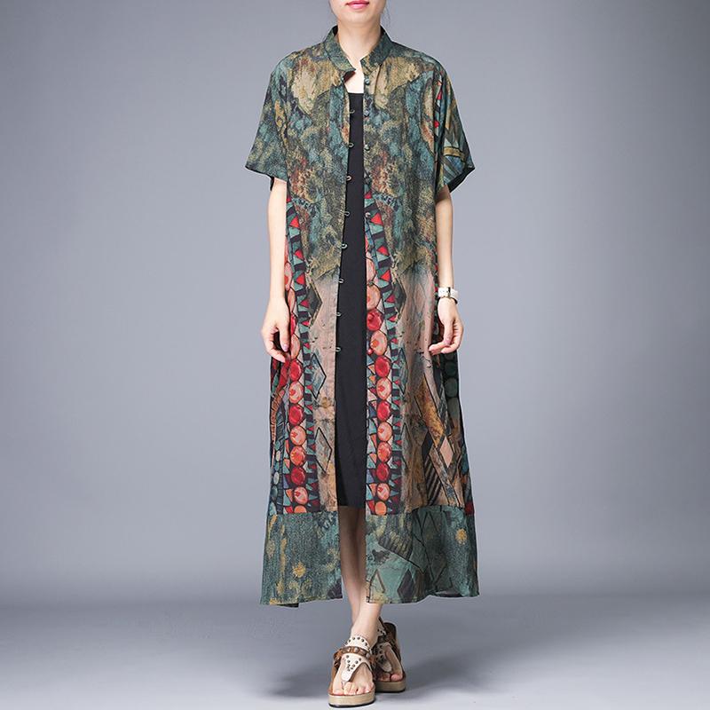 Printed Split Single Breasted Trench Coat