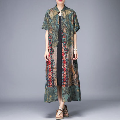 Printed Split Single Breasted Trench Coat