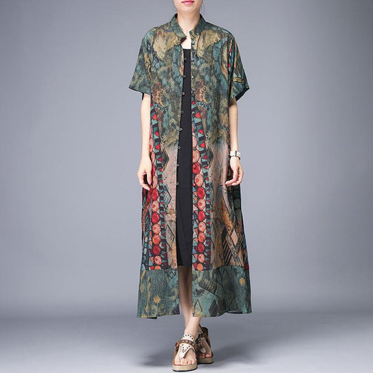 Printed Split Single Breasted Trench Coat