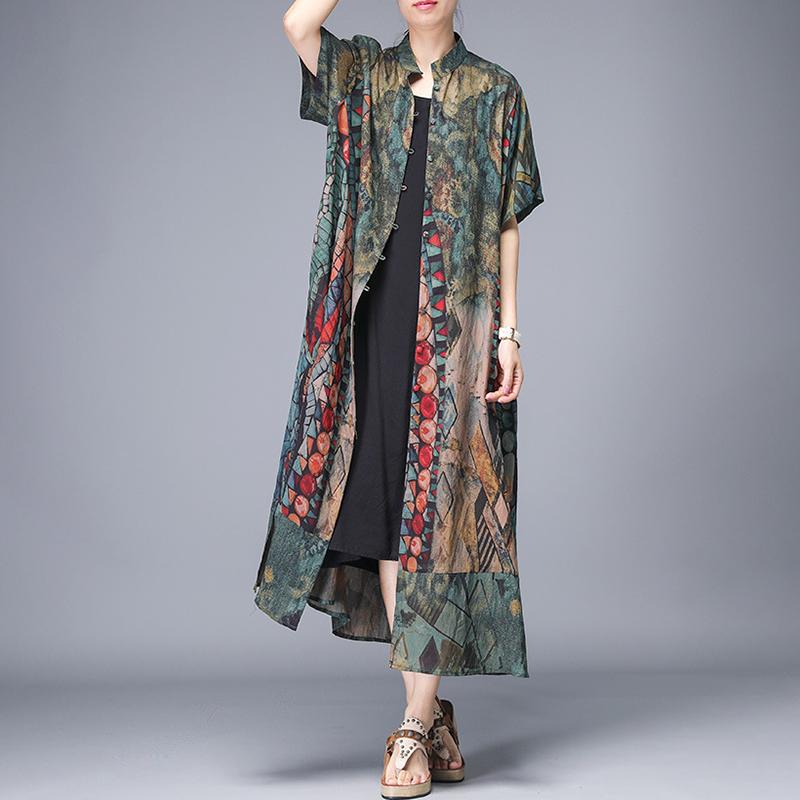 Printed Split Single Breasted Trench Coat
