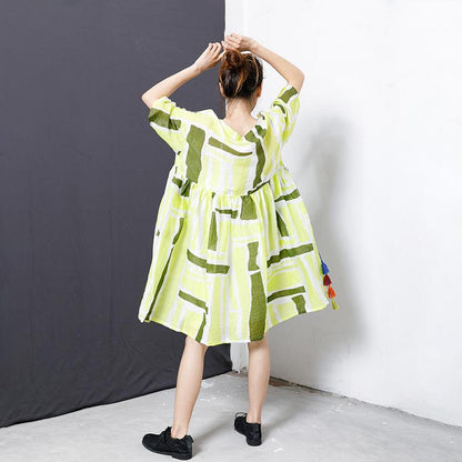 Printed Tassel Lacing Casual Loose Dress