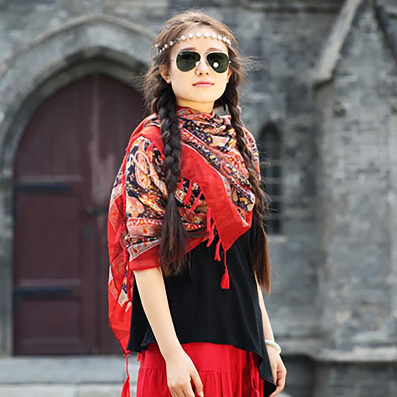 Printed Tassel Sunscreen Soft Comfortable Scarf
