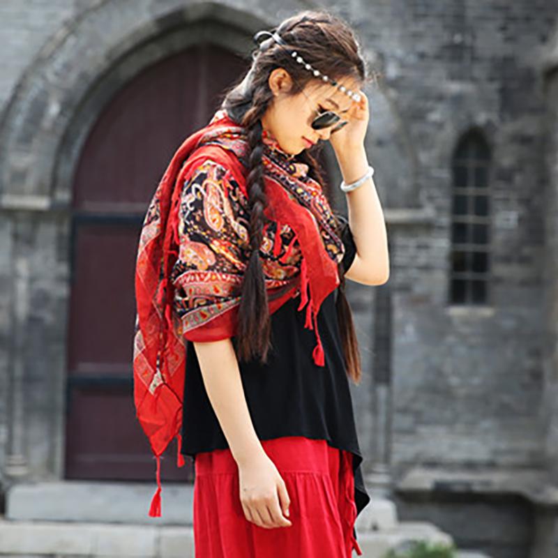 Printed Tassel Sunscreen Soft Comfortable Scarf
