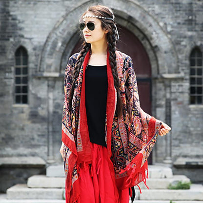 Printed Tassel Sunscreen Soft Comfortable Scarf