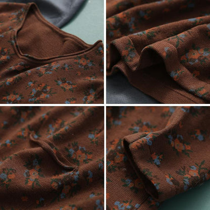 Pullover Floral Printed Casual Knit Shirt