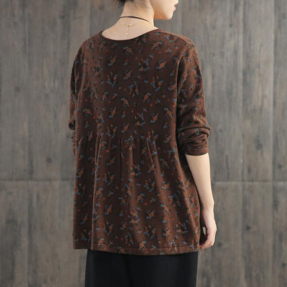 Pullover Floral Printed Casual Knit Shirt