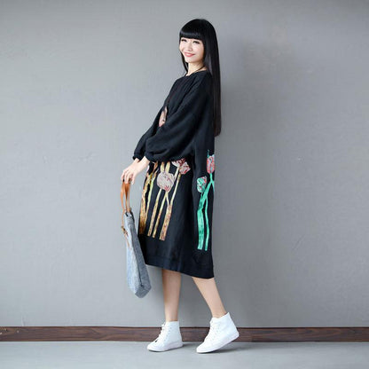 Pullover Floral Printed Loose Comfortable Dress