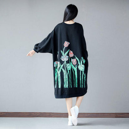Pullover Floral Printed Loose Comfortable Dress