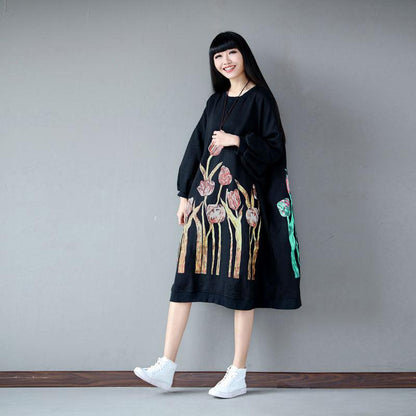Pullover Floral Printed Loose Comfortable Dress