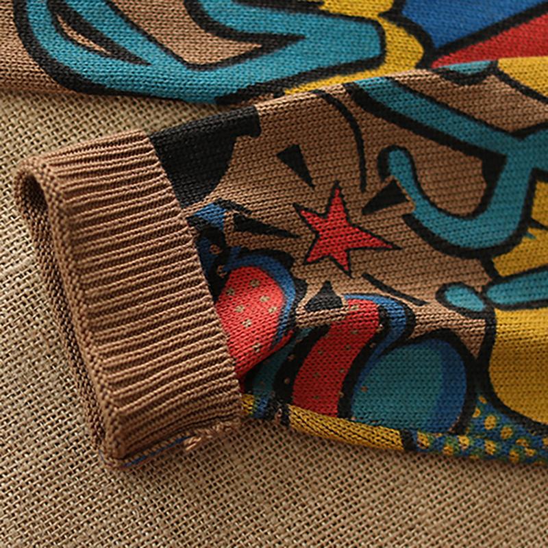 Pullover Thin Printed Loose Knitting Shirt