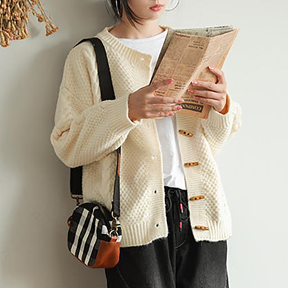 Pure Color Casual Olive Buckle Sweater