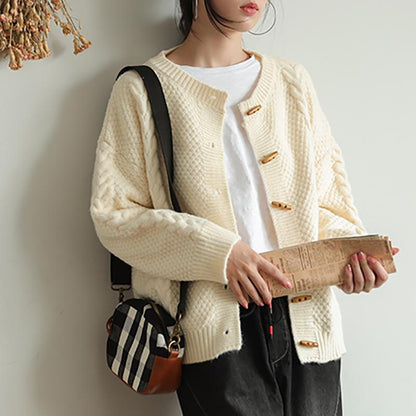 Pure Color Casual Olive Buckle Sweater