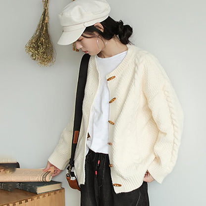 Pure Color Casual Olive Buckle Sweater