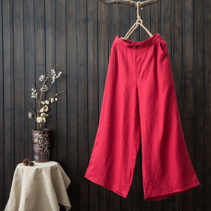 Pure Color High Waist Straight Pants