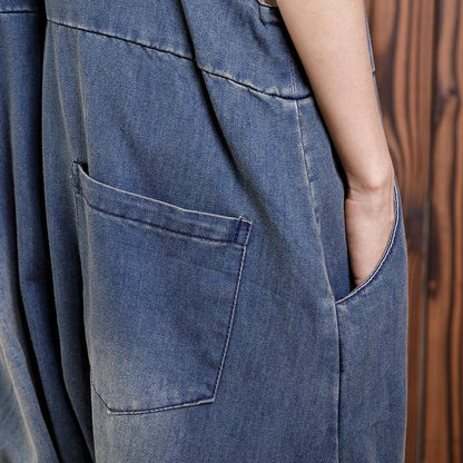 Pure Color Hole Loose Casual Jumpsuit