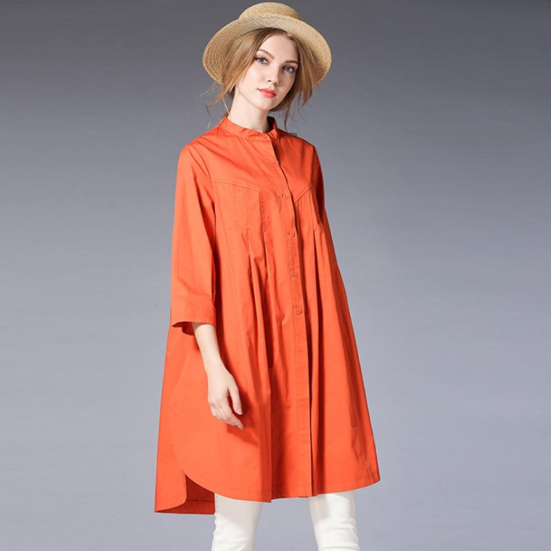 Pure Color Plus Size Cotton Shirt