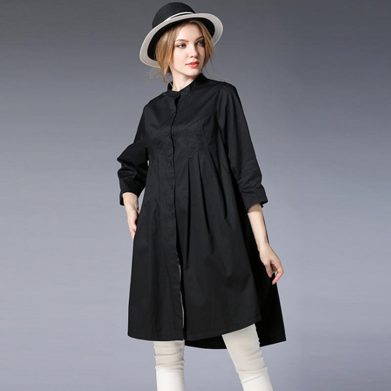 Pure Color Plus Size Cotton Shirt