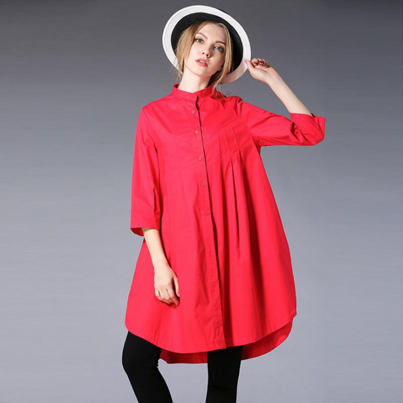 Pure Color Plus Size Cotton Shirt