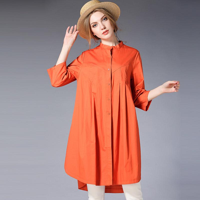 Pure Color Plus Size Cotton Shirt