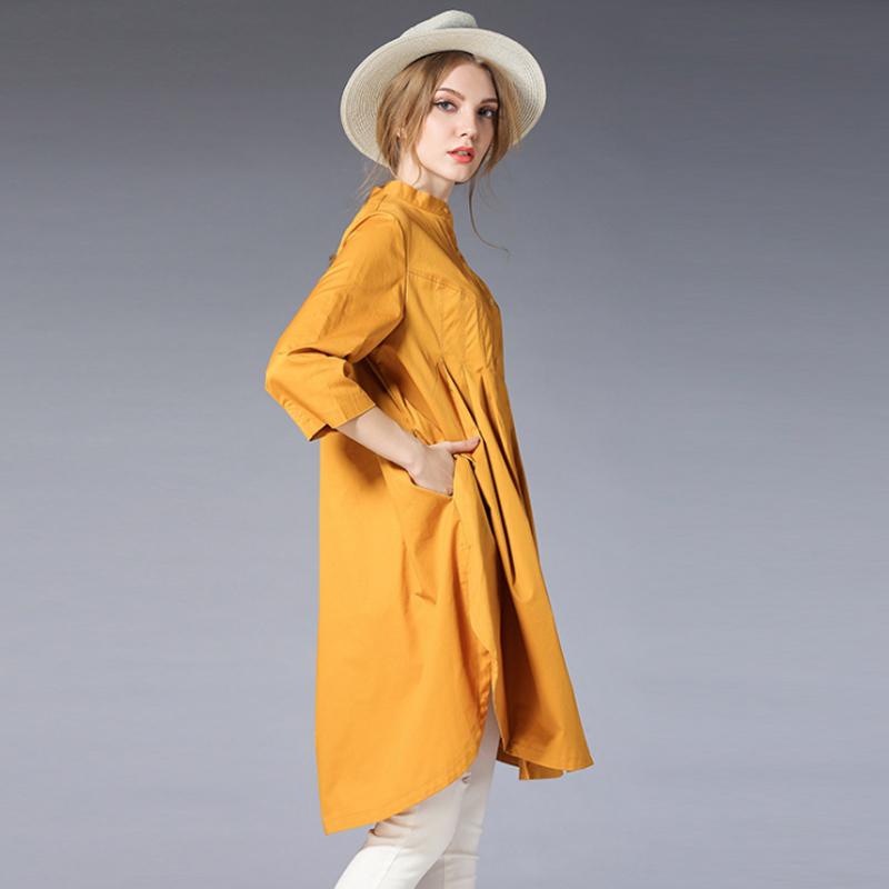 Pure Color Plus Size Cotton Shirt