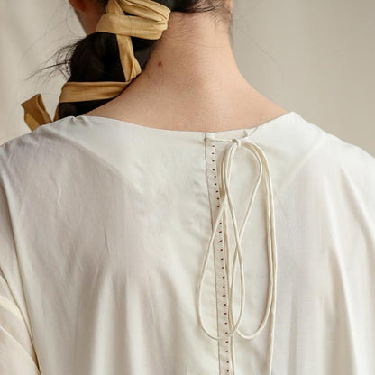 Pure Color Spliced Elegant Loose Cotton Dress