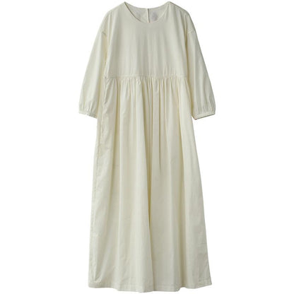 Pure Color Spliced Elegant Loose Cotton Dress