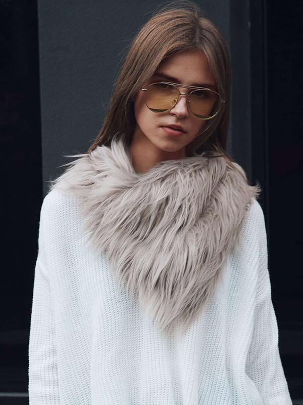 6 Colors Triangular Faux Fur Scarf