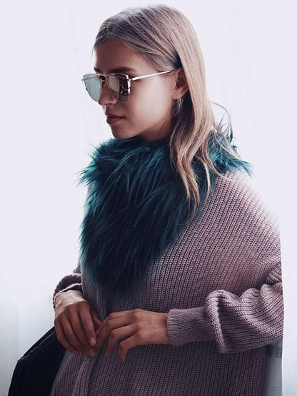 6 Colors Triangular Faux Fur Scarf