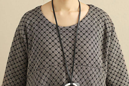 Autumn Loose Casual Women Round Neck Long Sleeve Dress