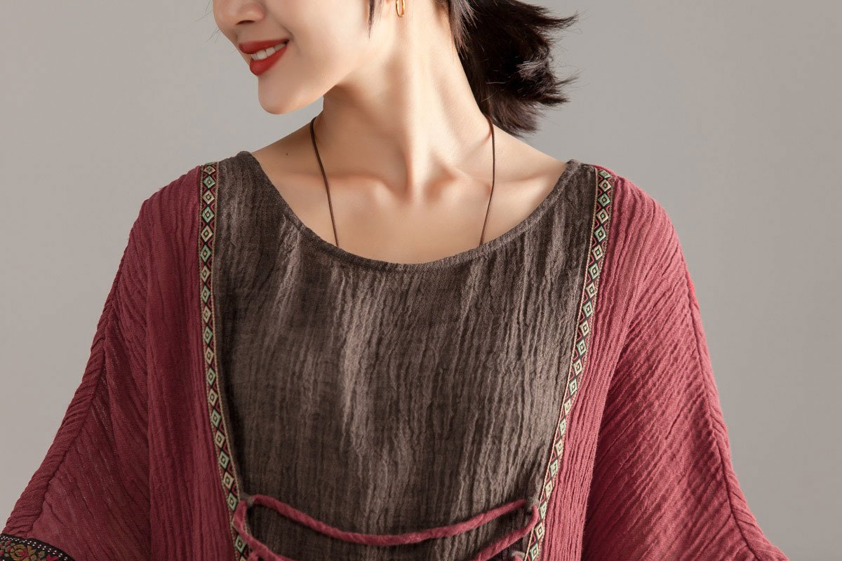 Loose Large Size Women Short Sleeve Splicing Tops