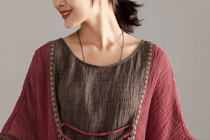 Loose Large Size Women Short Sleeve Splicing Tops