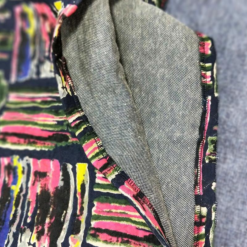 Winter Casual Print Mid-Calf Pullovers Loose Long Sleeve Dress