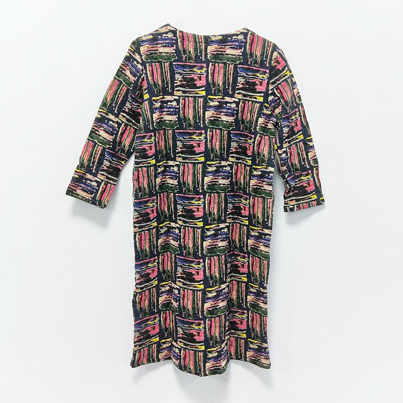 Winter Casual Print Mid-Calf Pullovers Loose Long Sleeve Dress