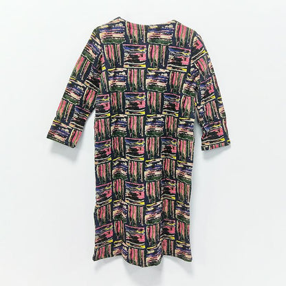 Winter Casual Print Mid-Calf Pullovers Loose Long Sleeve Dress