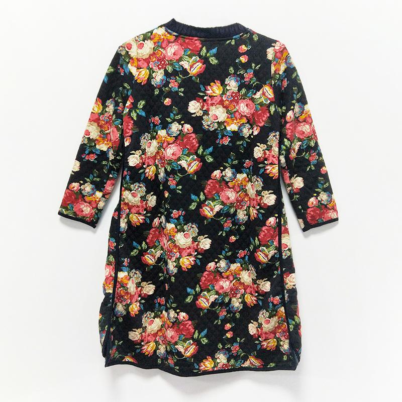 Winter Casual Floral Knee-Length Pullovers Loose Long Sleeve Dress