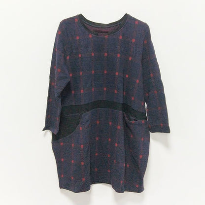 Spring Casual Plaid Knee-Length Pullovers Loose Long Sleeve Dress