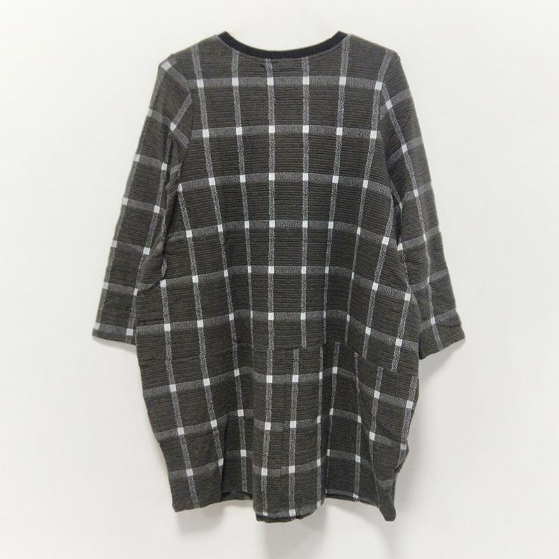Spring Casual Plaid Knee-Length Pullovers Loose Long Sleeve Dress